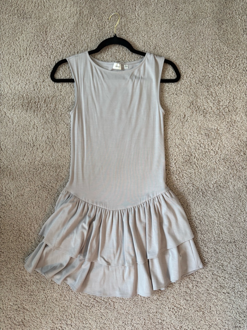 Aritzia Light Gray Sleeveless Tiered Mini Dress
